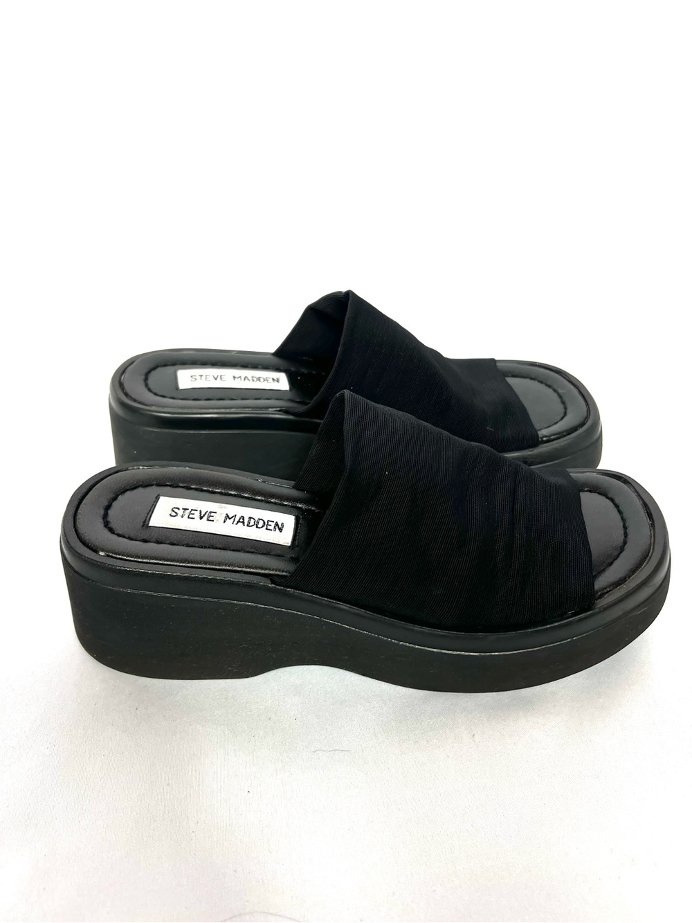Steve Madden Platform Stretch Slide Sandals Black Size 6 7